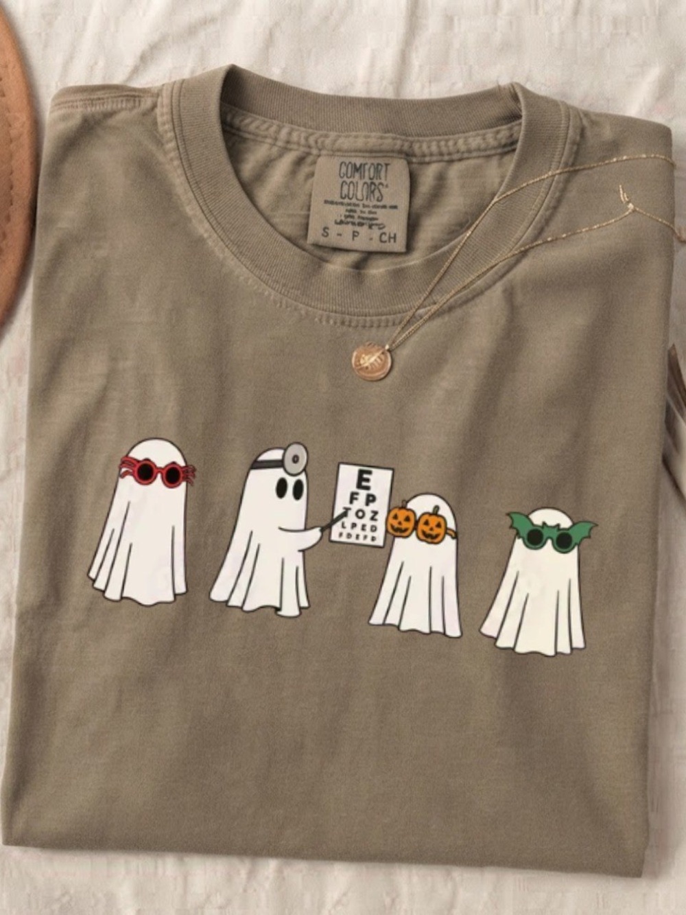 Optometrist Halloween Funny Ghost Eye Exam Comfort Color T-Shirt